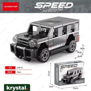 Krystal black off-road building block car toy, 63-piece DIY pull-back SUV assembly set for children's STEM learning
