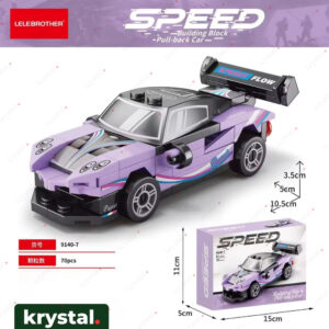 Krystal 70-piece purple sports car building block set, pull-back assembly puzzle toy for kids