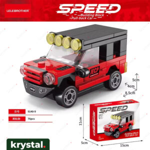 Red off-road building block pull-back car toy, 76-piece Krystal sports car assembly puzzle for kids STEM learning