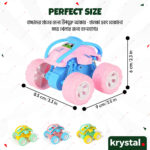 Pink Krystal 4WD off-road stunt car toy for kids, inertia powered friction toy car for toddlers
