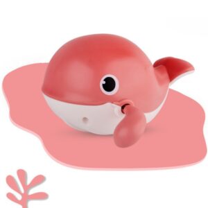 Pink wind-up little whale cartoon floating bath toy for toddlers and kids
