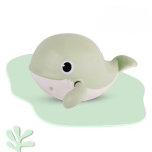Mint green wind-up whale bath toy with floating design for kids and toddlers