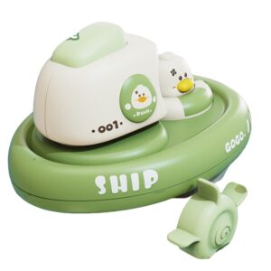 Krystal green wind-up duck bath ship toy for toddlers, cartoon water play boat