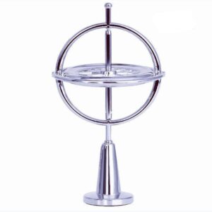 Precision silver zinc alloy self-balancing metal gyroscope desk toy for STEM physics education and decor