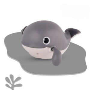Little whale cartoon wind-up bath toy for toddlers, grey floating water toy