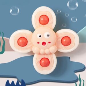 Krystal octopus suction cup spinner toy for baby sensory play and bath time fun