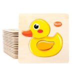 Yellow duck wooden puzzle from kids early learning chunky puzzle set for toddler education