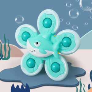 Krystal shark baby suction cup spinner toy for sensory play and bath time
