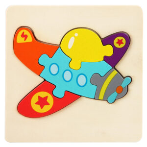 Kids Wooden Educational Puzzle Board – Animal & Vehicle Designs, Chunky Knob - Airplane