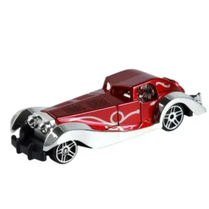 Red and silver 1:64 scale die-cast alloy vintage car toy, Hot Wheels style miniature model by Krystal