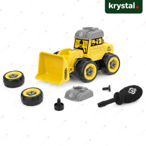 Krystal DIY take-apart yellow front loader construction truck with screwdriver toy for kids ages 4+
