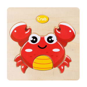 Red crab wooden chunky knob puzzle for kids early learning and motor skill development