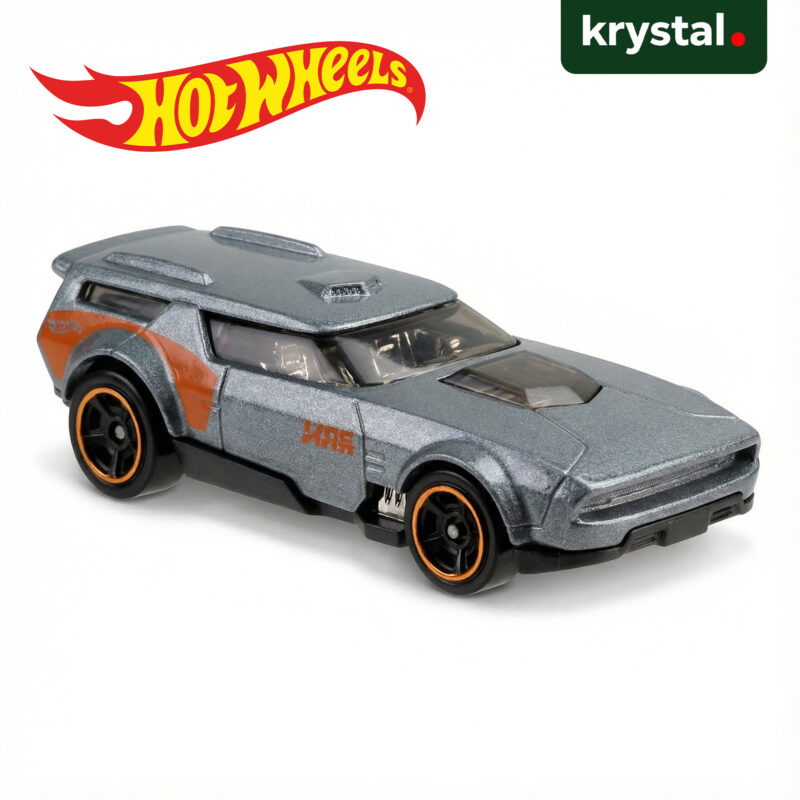 Hot Wheels Drift’n Break metallic grey die-cast toy car with orange accents and black wheels