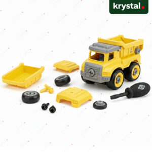 Krystal DIY build and play yellow construction dump truck toy with assembly tools and screwdriver for kids
