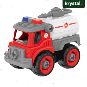 Krystal DIY assembly toy fire truck with plastic nut and screw tools for engineering play