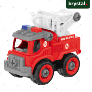 Krystal DIY assembly fire rescue truck toy with nut and screw tools from engineering vehicle set