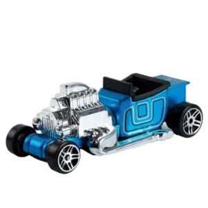 Blue Hot Wheels style 1:64 scale die-cast alloy metal racing car toy with exposed chrome engine