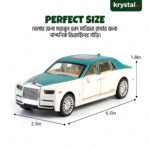 Krystal Rolls-Royce Phantom die-cast model car toy, white and teal six-door toy car with 6.5-inch length