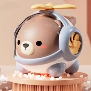 Krystal bear whistle helicopter toy with spinning propeller and musical spinner base for kids skill development