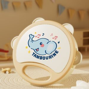 Baby Handheld Cartoon Elephant Tambourine Toy - Blue Elephant