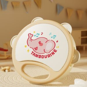 Baby Handheld Cartoon Elephant Tambourine Toy - Pink Elephant