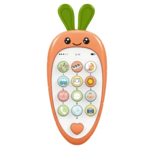 Radish-shaped musical toy phone for toddlers with colorful interactive buttons and carrot design