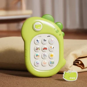 Green dinosaur baby musical learning phone toy with interactive buttons and sounds