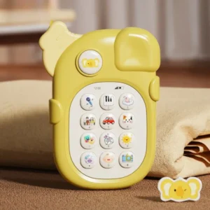 Yellow baby elephant musical learning phone toy with interactive buttons and sounds for toddlers