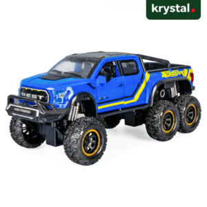 Krystal blue six-wheel pickup truck toy with 4 opening doors, realistic lights, and sound effects
