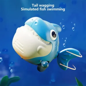 Wind-Up Cartoon Shark Toy for Kids – Moving Tail, Walking Action