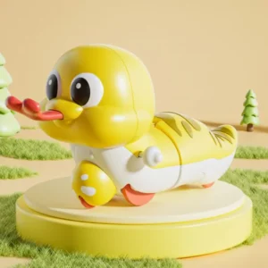 Yellow wind-up cartoon snake toy for kids with a clockwork crawling mechanism and red tongue