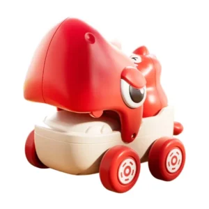 Red cartoon shark car toy with pull-wire mechanism and open-mouth action for kids