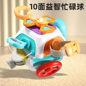 Multifunctional 10-sided baby puzzle busy ball sensory learning toy for toddlers fine motor skills