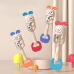 Cartoon Sensory Teether Rattle Toy - Rotating Beads Hand Stick Shaker for Baby