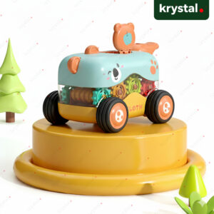 Krystal Whistle Gear Toy Car for Babies, Cartoon Seal Design with Visible Educational Rotating Gears