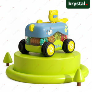 Krystal cartoon seal whistle gear toy car for babies with visible colorful internal gears