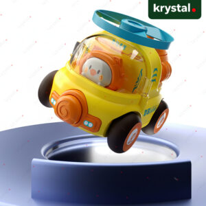 Krystal yellow whistle ejection flying saucer car with duck pilot and flying disc launcher for toddlers