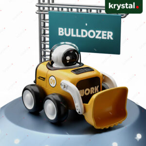 Astronaut Press Whistle Engineering Car for Kids, Cartoon Construction Vehicle - Bulldozer