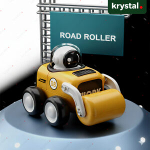 Astronaut Press Whistle Engineering Car for Kids, Cartoon Construction Vehicle - Road Roller