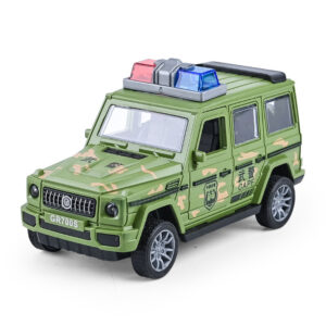Krystal green camouflage army rescue jeep pull back toy car for kids with emergency lights