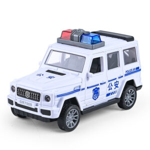 Krystal white mini pull back police SUV toy car with emergency sirens for kids rescue missions