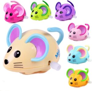 Wind‑Up Cartoon Mouse Toy with Moving Tail (Random Color)