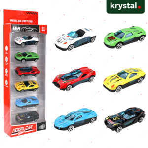 6-piece 1:64 scale alloy racing car set featuring die-cast pull-and-play model vehicles for kids