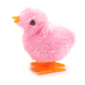 Wind-Up Baby Chick Toy – Cute Fluffy Jumping Design - Pink