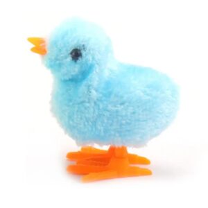 Wind-Up Baby Chick Toy – Cute Fluffy Jumping Design - Blue