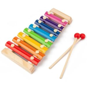 8-note colorful wooden xylophone toy for kids with two mallets percussion instrument