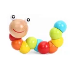 Wooden Twisted Worm Toy – Colorful Grip & Sensory Play, Ages 1+ Montessori Learning Fun