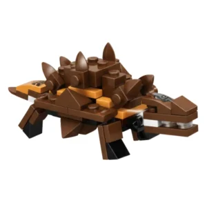Brown ankylosaurus dinosaur mecha building block toy from the 8-in-1 series