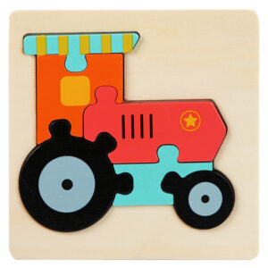 Kids Wooden Educational Puzzle Board – Animal & Vehicle Designs, Chunky Knob - Locomotive