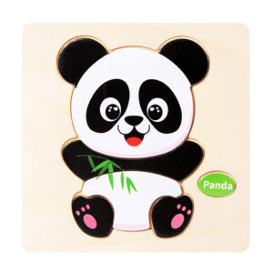 Panda chunky wooden puzzle for kids early learning and motor skills development
